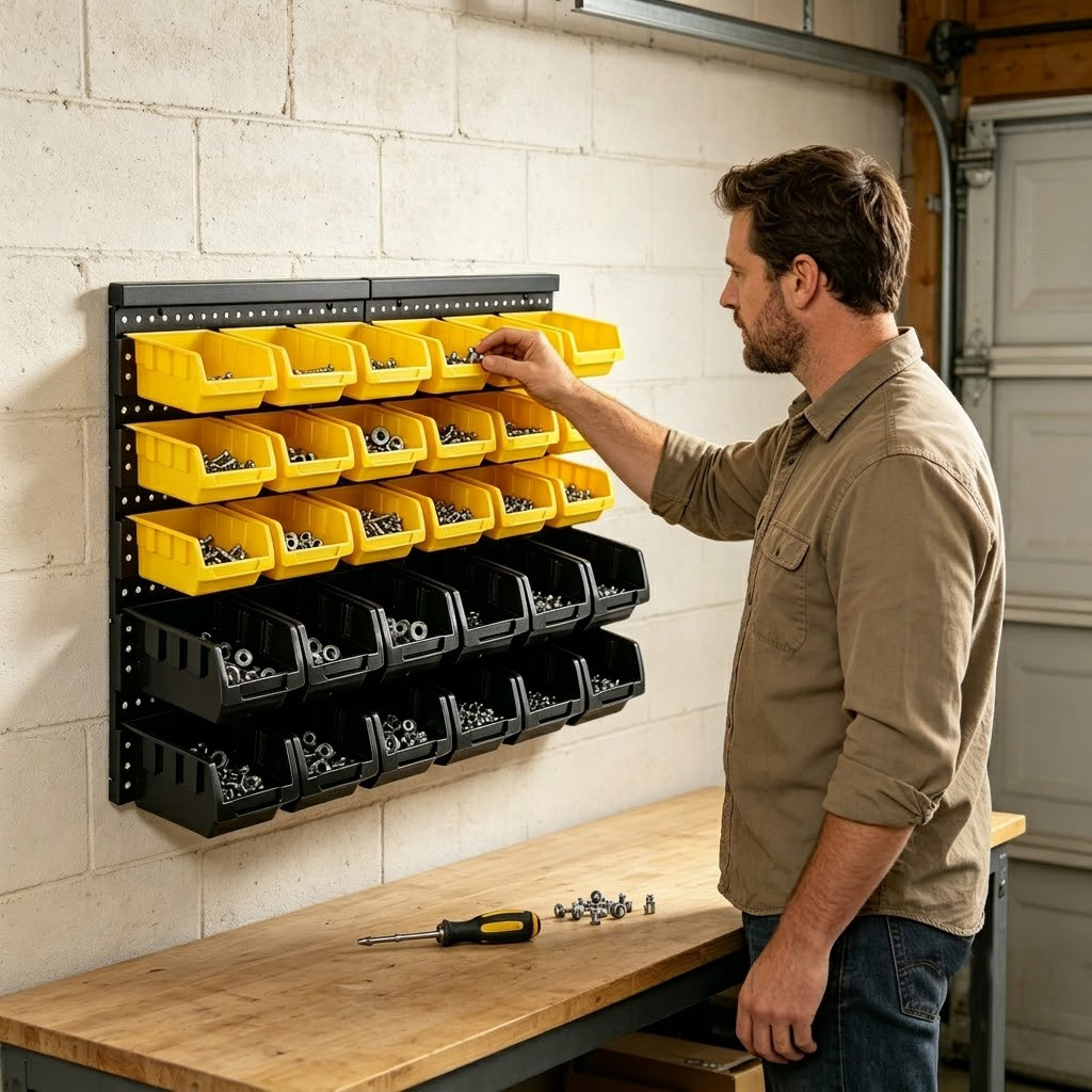 Półka ścienna z pojemnikami do – Screw Organizer Kit recenzja i cena